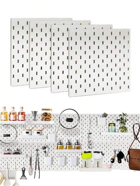 Shein Basic Living Pc Peg Board Pegboard Wall Organizer Panels White