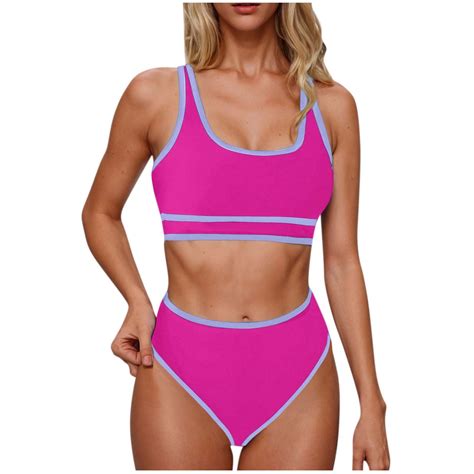 Savings Utsjkr High Waisted Bikini Sets For Women Tummy Control Two Piece Swimsuits Color Block