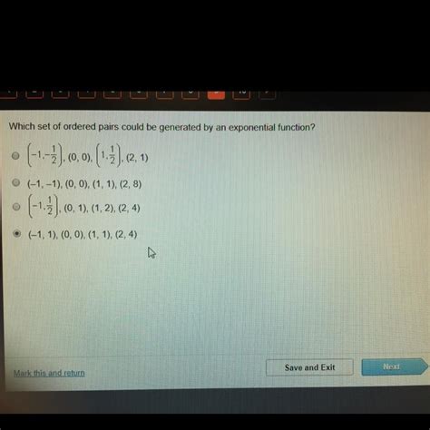 Free Which Set Of Ordered Pairs Could Be Generated By An Exponential