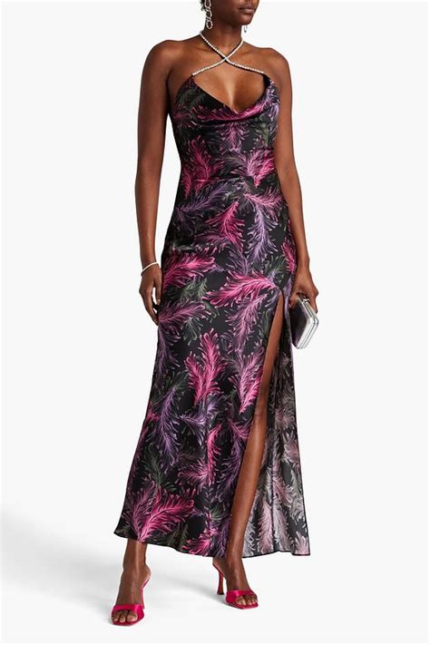 Nicholas Melia Floral Print Silk Satin Halterneck Maxi Dress The Outnet