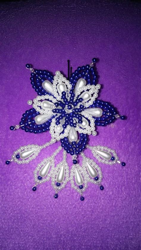 Flor De Tembleque Blanco Y Azul Brooch Jewelry