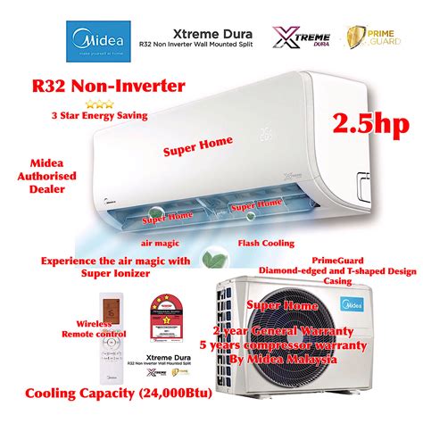 Midea Hp Non Inverter Aircond R Xtreme Dura Msxd Crn Super