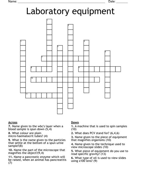 Laboratory Equipment Crossword WordMint