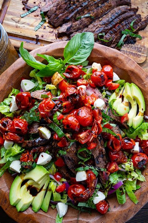 Balsamic Grilled Flank Steak Caprese Salad Recipe Steak Salad