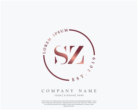 Initial Letter SZ Feminine Logo Beauty Monogram And Elegant Logo Design