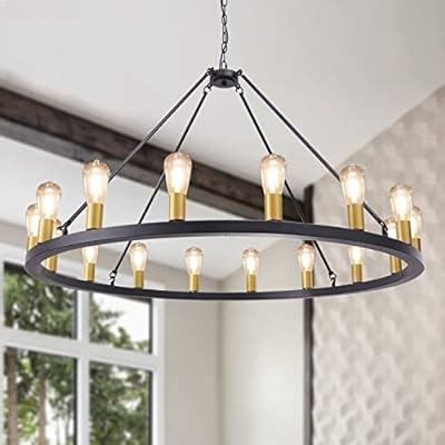 Buy Wellmet Black Gold Wagon Wheel Chandelier Inch Lights Modern