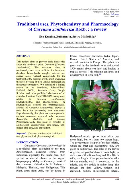 Pdf Traditional Uses Phytochemistry And Pharmacology Of Curcuma