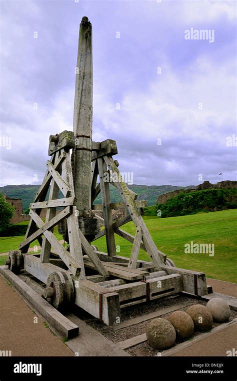 A Trebuchet A Medieval Catapult On Display On The Grounds Of Urquhart