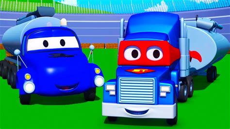 Carl The Super Truck And The Tanker In Car City Trucks Cartoon For