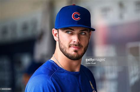 Kris Bryant 17 Of The Chicago Cubs Stands In The Dugout Before The