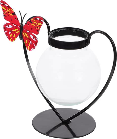 Cabilock Wrought Iron Hydroponic Flower Pot Plant Decor Hanging Glass