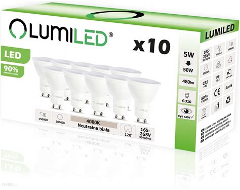 Lumiled 10x Żarówka Led Gu10 Halogen 5w 50w 120d 4000k