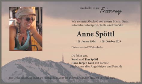 Traueranzeigen von Anne Spöttl Allgäuer Zeitung