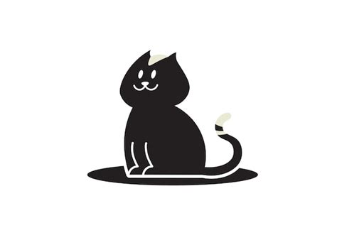 Lindo gato blanco y negro sentado ilustración vectorial Vector Premium