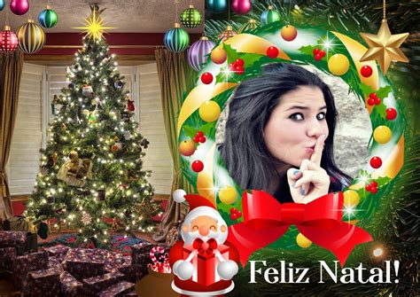 Montagem De Fotos Natal Foto Moldura De Feliz Natal Guirlanda