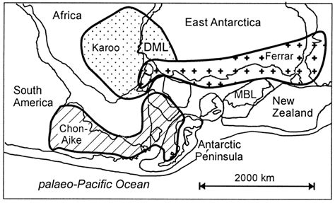 Reconstruction Of Pre Break Up Western Gondwana Showing The Major