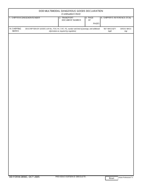 Hazmat Declaration Form For Vessel