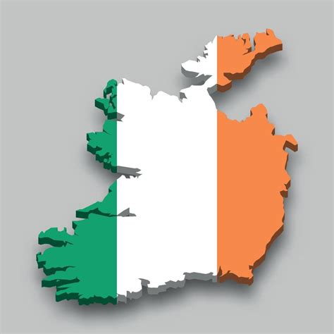 3d Isometric Map Of Ireland With National Flag 11175411 Vector Art At