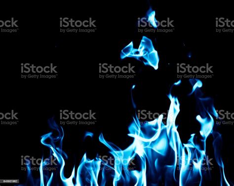 Blue Flame Fire On Black Background Stock Photo Download Image Now