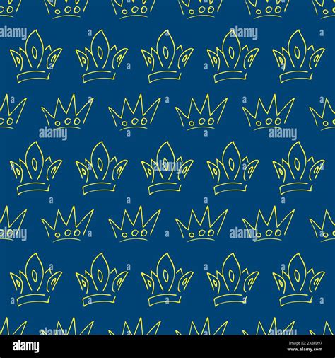 Hand Drawn Crowns Seamless Pattern Of Simple Graffiti Sketch Queen Or