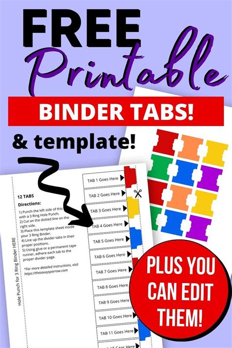 DIY Binder Divider Tabs Grab The FREE Printable Template Now