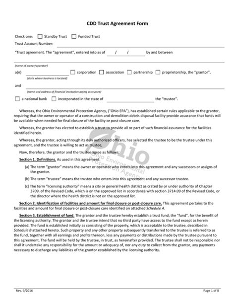 ohio cdd trust agreement form fill  sign