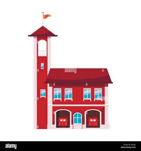 Fire Station With Tower Icon Cartoon Style Stock Vector Image And Art