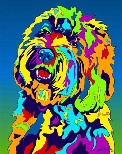 Multi Color Labradoodle Dog Breed Matted Prints And Canvas Giclées