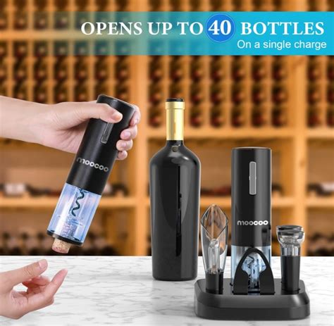 Electric Wine Bottle Opener With Charging Base Moocoo Cordless