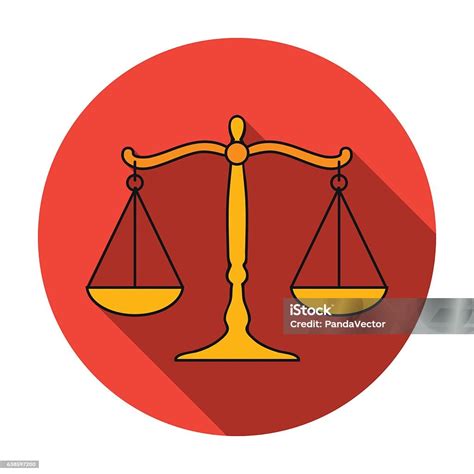 Scales Of Justice Icon In Flat Style Isolated On White Stock