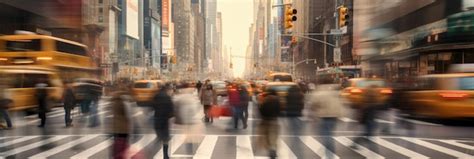 Premium Ai Image Blurred Busy Street Scene With Crowds Of People