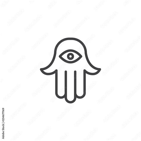 Jewish Hamsa Hand Outline Icon Linear Style Sign For Mobile Concept