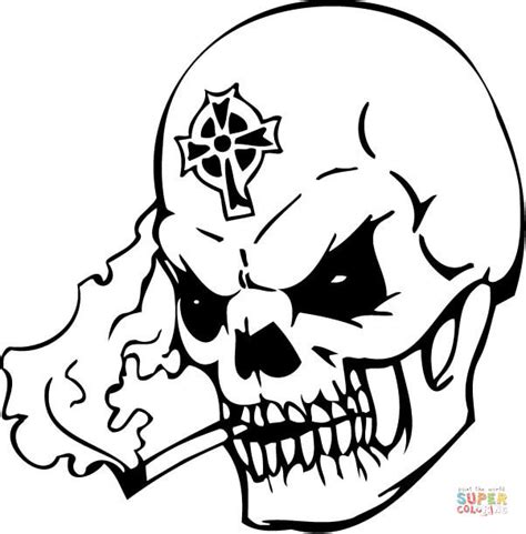 Undead Skull With A Celtic Cross Coloring Page Free Printable