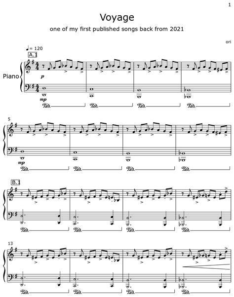 Voyage - Sheet music for Piano