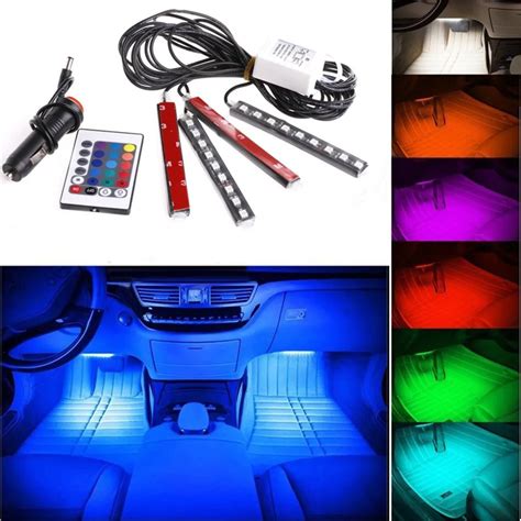 V Flexible Car Styling Rgb Led Tira Luz Atm Sfera Decoraci N L Mpara