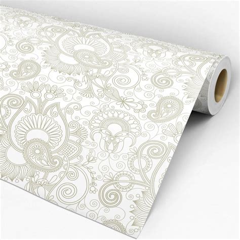 Papel De Parede Adesivo Arabesco Marrom E Branco BIANO