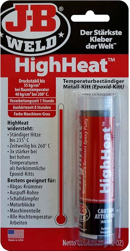 Jb Weld Deu Highheat Heat Resistant Epoxy Metal Putty For All