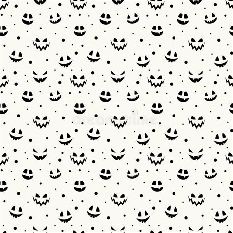 Halloween Pattern with Creepy Pumpkin Face. Seamless Texture Stock ...