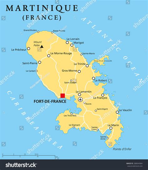 Dominica Political Map Capital Roseau Important Stock Vector (Royalty