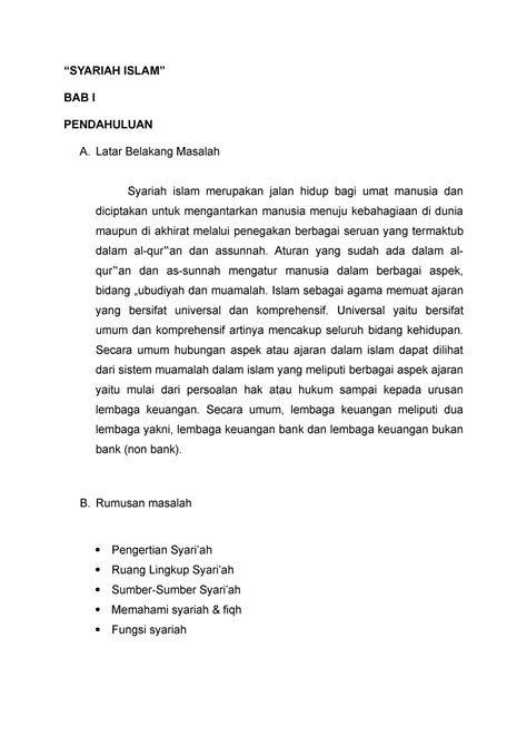 Makalah Syariah Islam Part 1 Syariah Islam” Bab I Pendahuluan A