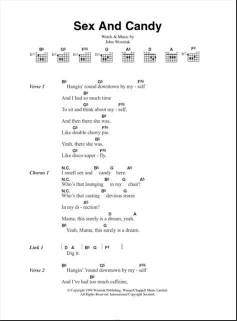 Sex And Candy Guitar Chordslyrics Zzounds