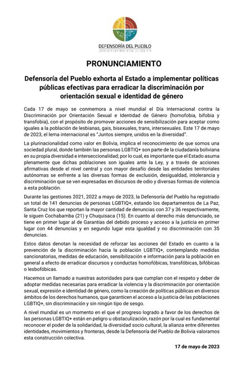 Defensoría del Pueblo exhorta al Estado a implementar políticas