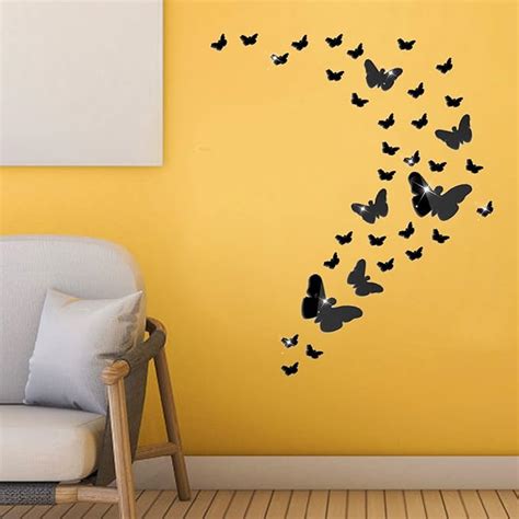 Butterfly Stickers For Walls 36pcs Black Butterfly Wall Art Stickers