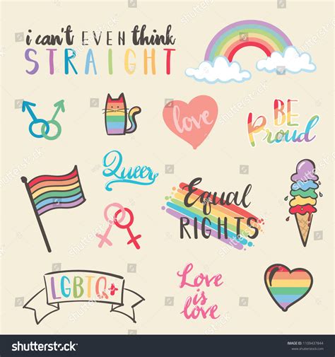 Hand Drawn Gay Pride Stickers Collection Stock Vector Royalty Free Shutterstock