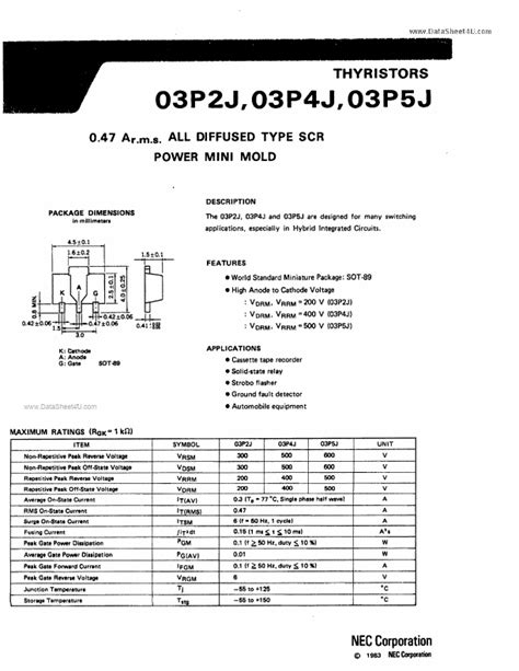 03p5j Scr Datasheet Distributor Stock And Price