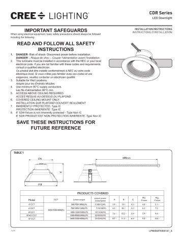 Cree Lighting CDR Version B Installation Guide Manualzz