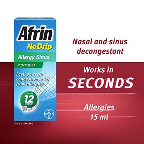 Afrin No Drip Allergy Sinus Pump Mist Nasal Spray 1 2 Oz Pack Of 3