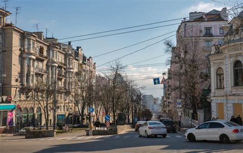 Antonovycha Street in Kyiv Downtown, Ukraine Editorial Stock Image ...