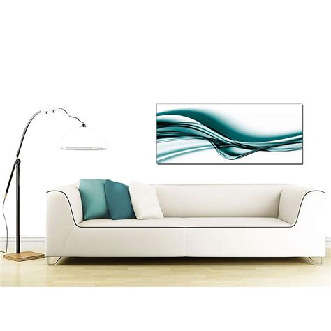 Teal Abstract Canvas Prints (120cm x 50cm) - 'Gecru'