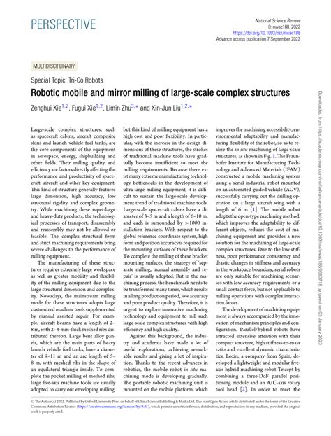 PDF Robotic Mobile And Mirror Milling Of Large Scale Complex Structures